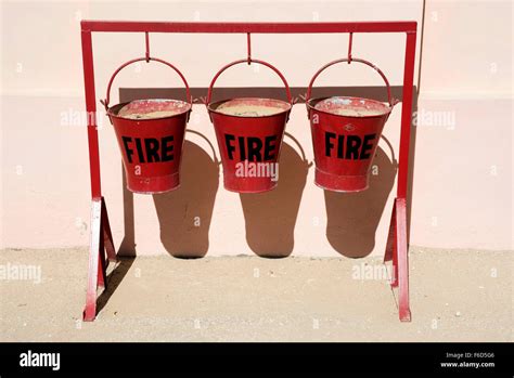 Sand in buckets for fire safety sri sadul museum, bikaner, rajasthan, india, asia Stock Photo ...