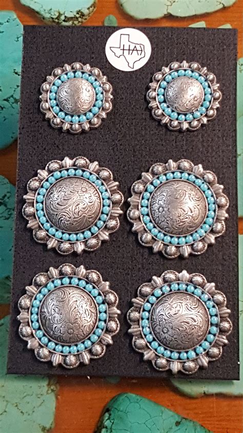 Saddle Concho set ANP Turquoise cabs (set of 6) | Conchos, Turquoise, Handmade