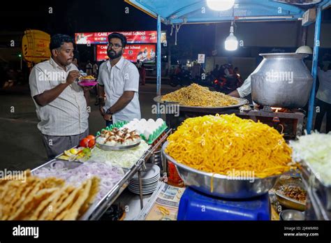 Street food stall selling Atho noodles in Trichy, Tamil Nadu, India ...