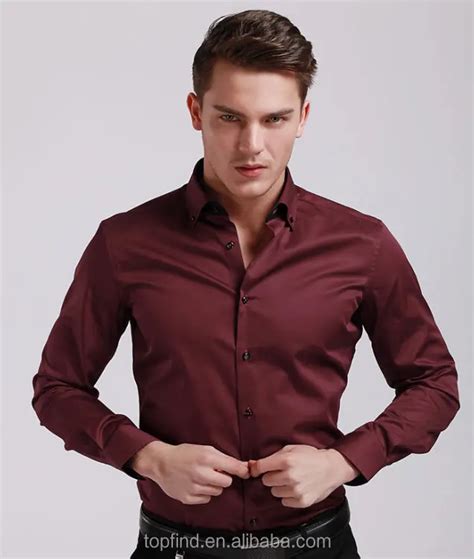 Mens Burgundy Long Sleeve Shirt | Is Shirt