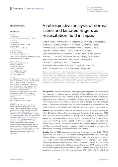 (PDF) A retrospective analysis of normal saline and lactated ringers as ...