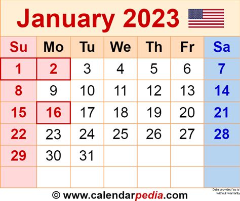 January 2023 Calendar