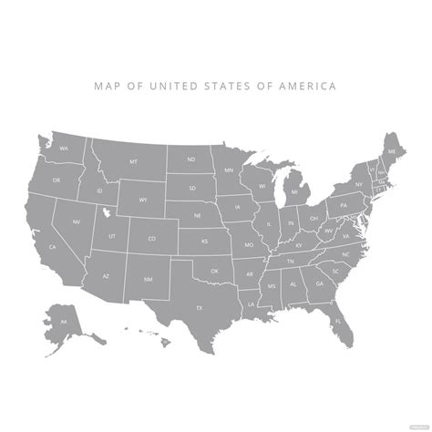 Grey Map Vector of United States in Illustrator, SVG, JPG, EPS, PNG ...