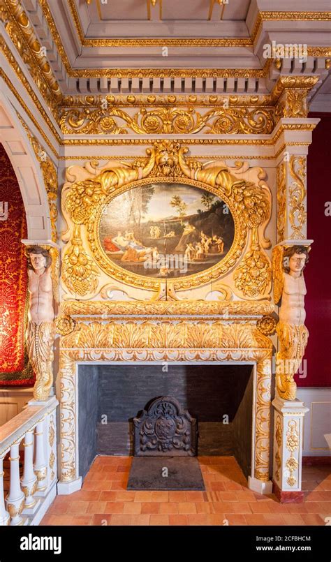 Golden room in the castle, Chateaubriant France, France Stock Photo - Alamy