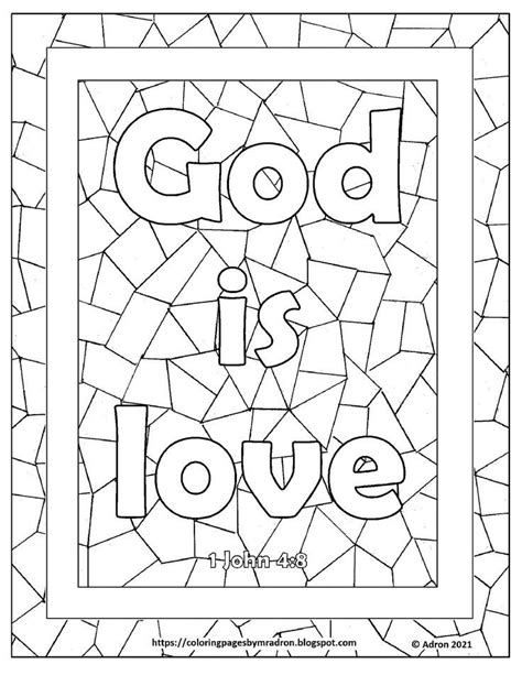 Free Print and Color Page for God is Love, 1 John 4:8, Bible Verse | Sunday school coloring ...