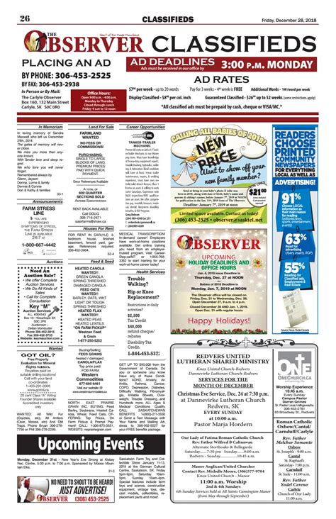 Observer Classifieds, December 28 by Carlyle Observer - Issuu