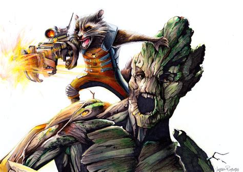 Rocket and Groot the perfect duet by mlle-hughes on DeviantArt