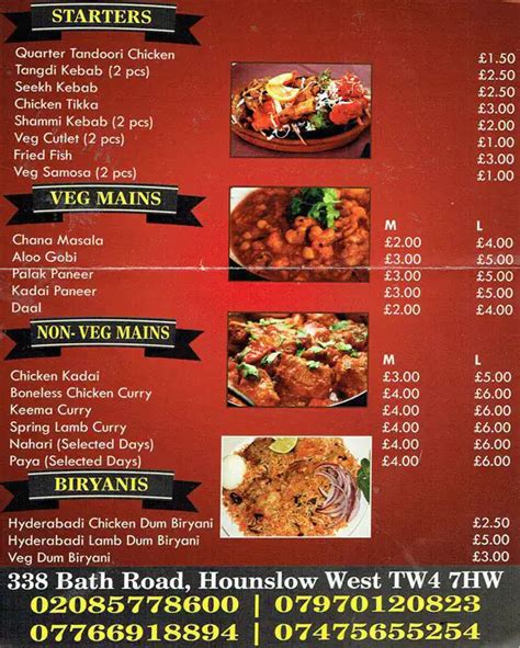 Menu at Hyderabad House restaurant, Hounslow