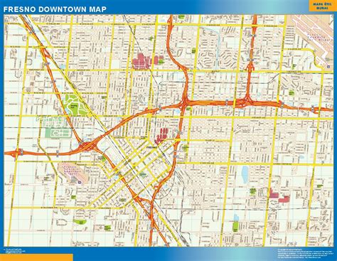 Fresno downtown wall map | Wall maps of countries of the World