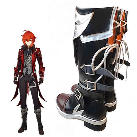 Genshin Impact Diluc Red Dead of Night Shoes Cosplay Boots – Winkcosplay