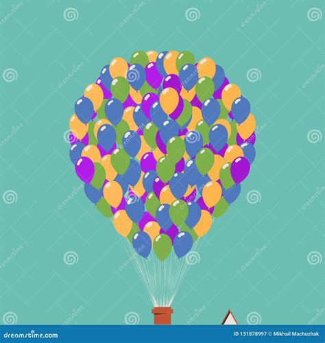 Up Movie Icon. House in the Air on Balloons Stock Illustration ...