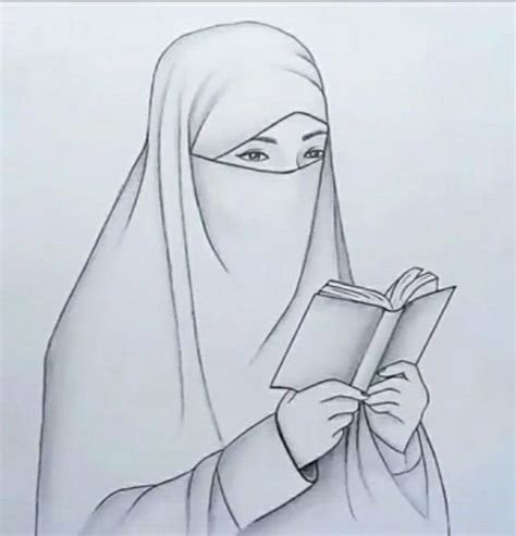 a drawing of a woman wearing a veil and holding a book in her hands ...