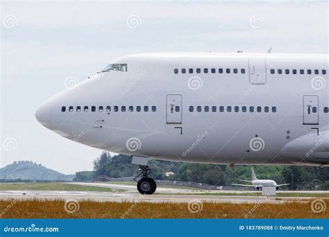 Modern Passenger Double-decker Airplane is Taxiing To Take Off. Stock Photo - Image of ...