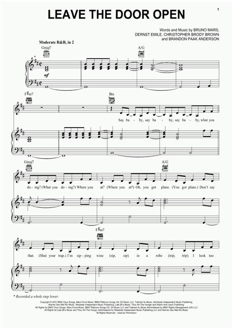 Leave The Door Open Piano Sheet Music | OnlinePianist