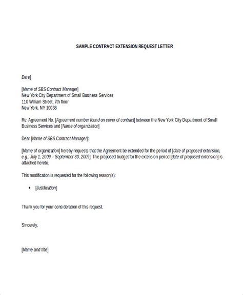 Contract Extension Letter Template