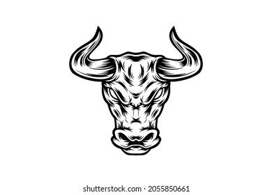 Black White Bull Illustration Vector Drawing Stock Vector (Royalty Free) 2055850661 | Shutterstock