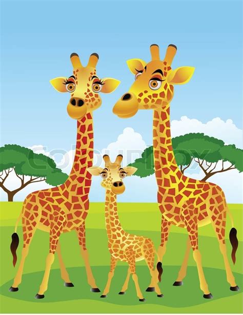 Giraffe family cartoon | Stock Vector | Colourbox