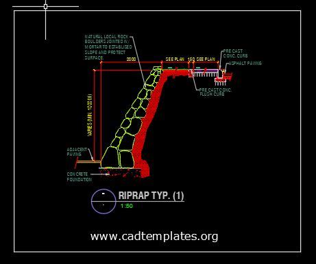 Riprap Typical Section Detail CAD Template DWG - CAD Templates