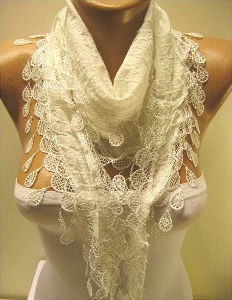 BIG SALE OFF White Scarf White Scarf with Trim by MebaDesign, $7.90 Elegant Scarves, White ...