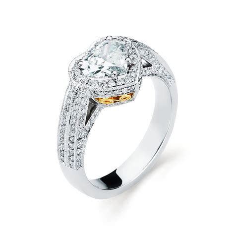 Plat/18K Heart Shaped Diamond Halo Engagement Ring Heart Diamond Halo ...