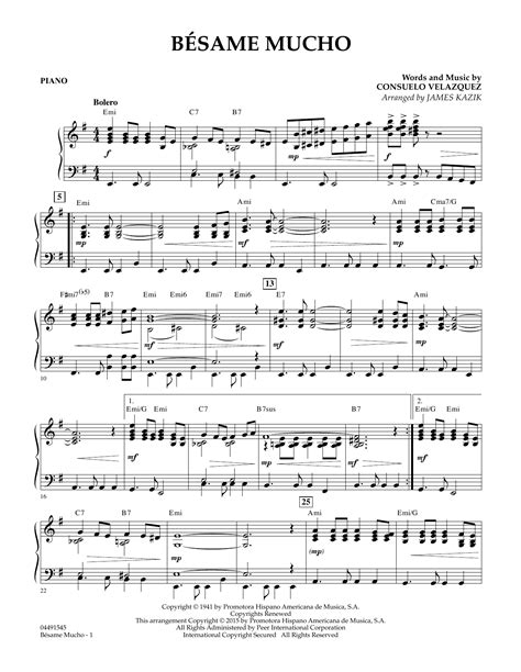 Besame Mucho Piano Sheet Music