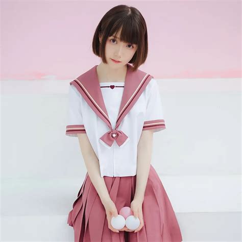 UPHYD Korean High School Uniform S 3XL Cute Pink Japan JK Uniforms School Girls Sailor Suits Top ...