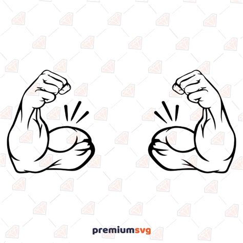 Biceps SVG Cut File, Arm Muscles Clipart Black And White