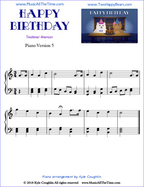 Happy Birthday Piano Sheet Music