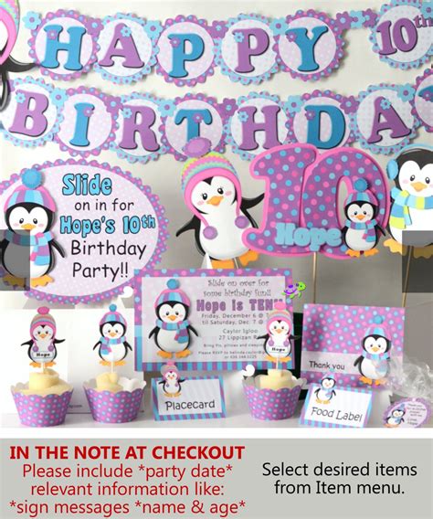 Penguin Birthday Party Supplies or Penguin Baby Shower