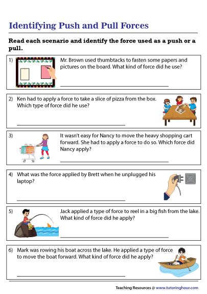 Identifying Push and Pull Forces Worksheet