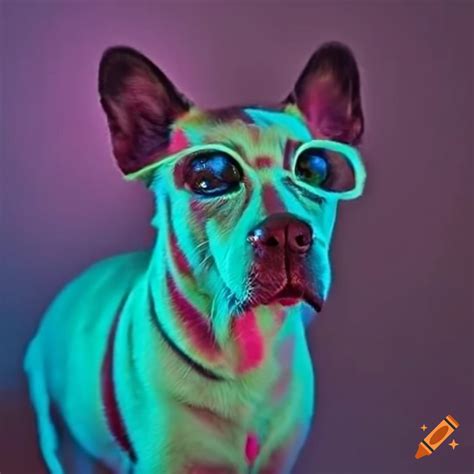 Neon colored happy dog