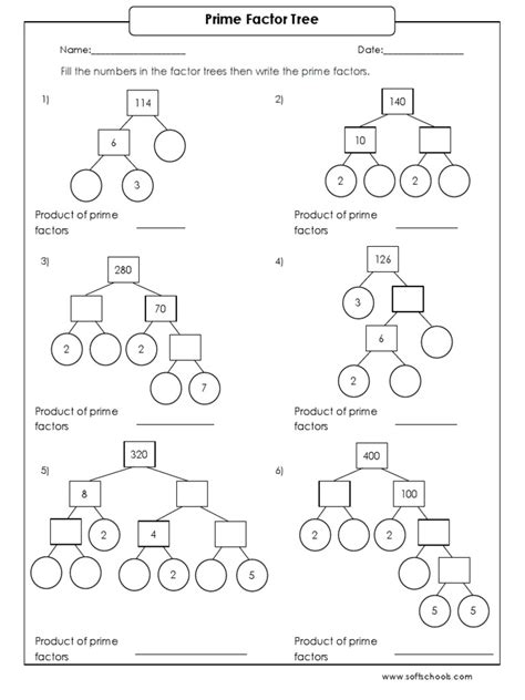 Prime Factor Tree Worksheet 8