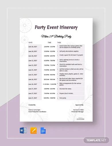 Event Itinerary - 15+ Examples, Format, How to Create, Pdf