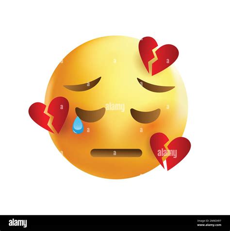 High quality emoticon on white background. Emoticon with broken heart. Sad emoji isolated on ...