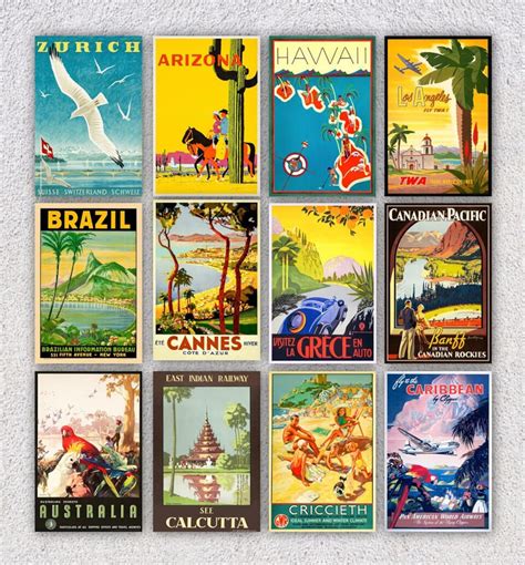 Set of 12 Vintage Travel Postcards Travel Souvenir Cards Vintage Travel ...