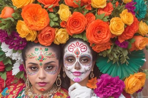 Premium AI Image | Colorful Homage to Mexican Culture Celebrating 'Day of the Dead' Traditions