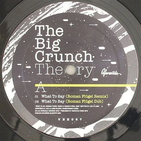 The Big Crunch Theory - What To Say - Vinyl 12" - 2010 - FR - Original ...