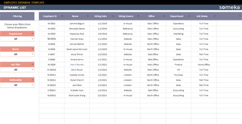 Employee Database Google Sheets Template | HR Database