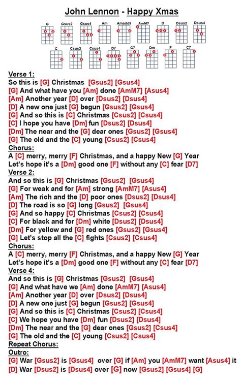 John Lennon - Happy Xmas [War Is Over] [2] | Guitar chords for songs, Lyrics and chords, Great ...