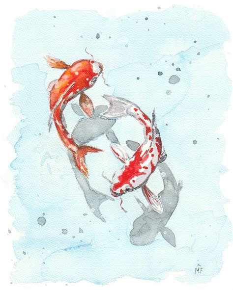 Koi Fish Painting Carp Original Art Watercolor Japanese Animal | Etsy