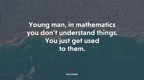 Young man, in mathematics you don’t understand things. You just get ...