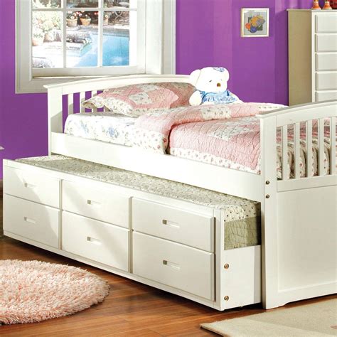 Buy Furniture of America Bella Twin Trundle Bed in White, Wood online