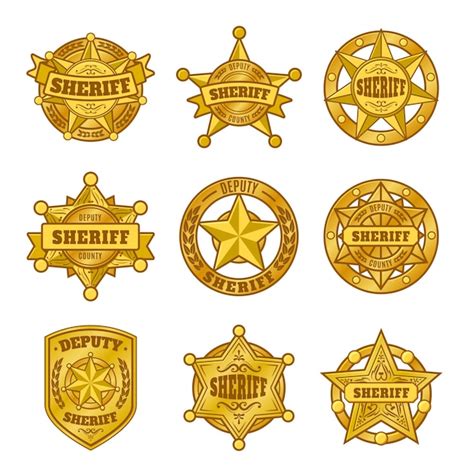 Premium Vector | Sheriff badges Police department emblem golden badge ...