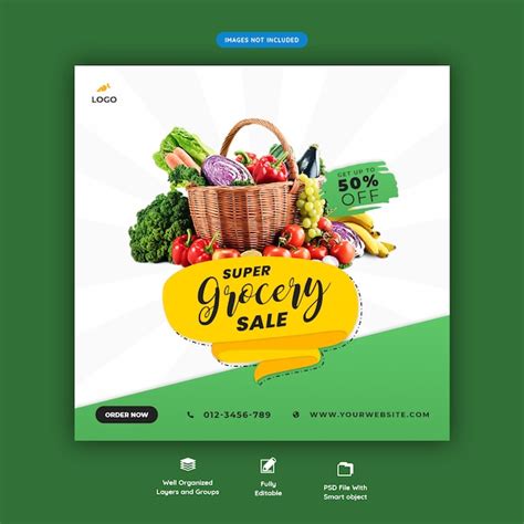 Premium PSD | Super grocery sale banner