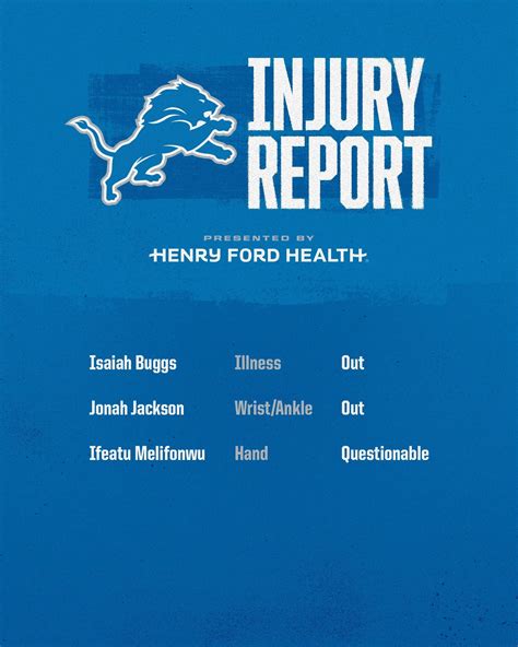 Lions Injury Report : r/detroitlions