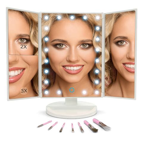 Makeup Vanity Mirror with LED Lights BUNDLE 7 Piece Bonus Brush Set ...