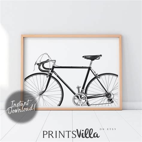 Bicycle Print Bike Wall Art Black and White Modern Poster | Etsy