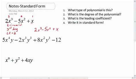 5 Minute Math: Standard Form Polynomials - YouTube