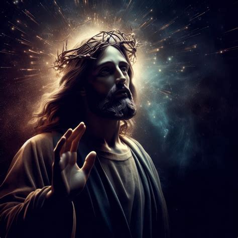 Premium AI Image | Jesus Christ The savior of mankind dark background ai generative