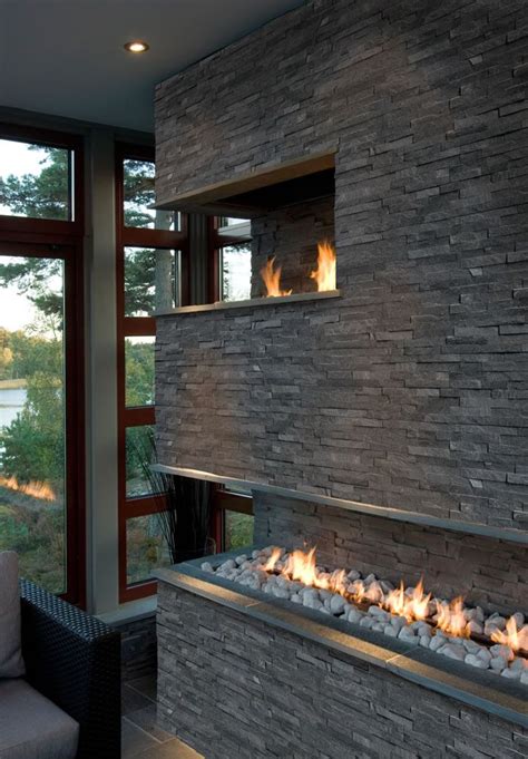 Midnight Black Stackstone Ledger Stone Quartzite | Stacked stone fireplaces, Stacked stone ...